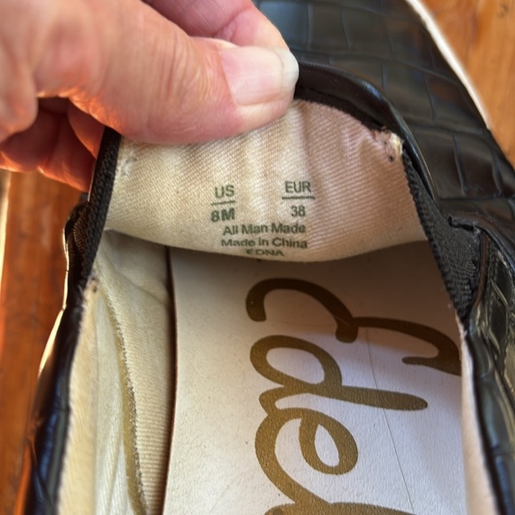 Sam Edelman Edna Shoes Black Crocodile Print Slip On Shoes Size 38 EUR Size 8 US - Picture 3 of 8